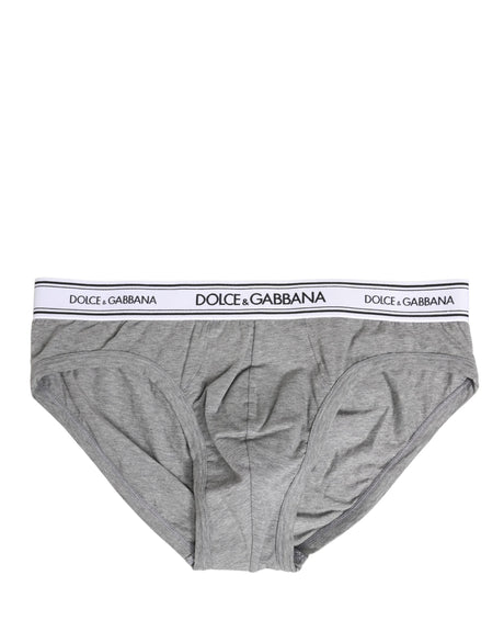 Dolce & Gabbana Gray Logo Waistband Men Midi Brief Underwear