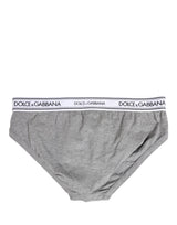 Dolce & Gabbana Gray Logo Waistband Men Midi Brief Underwear