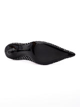Jimmy Choo Black Mesh Satin Crystal Ixia 95 Pumps