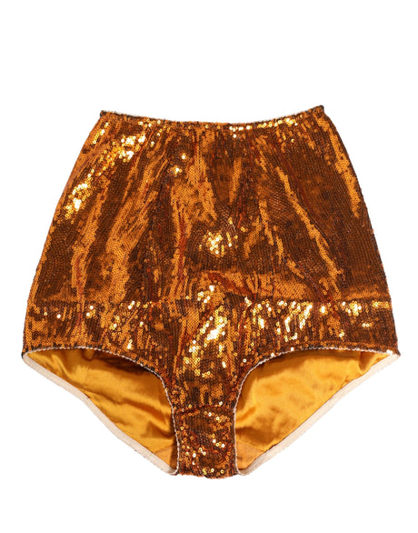 Dolce & Gabbana Orange Sequin Nylon High Waist Girdle Underwear