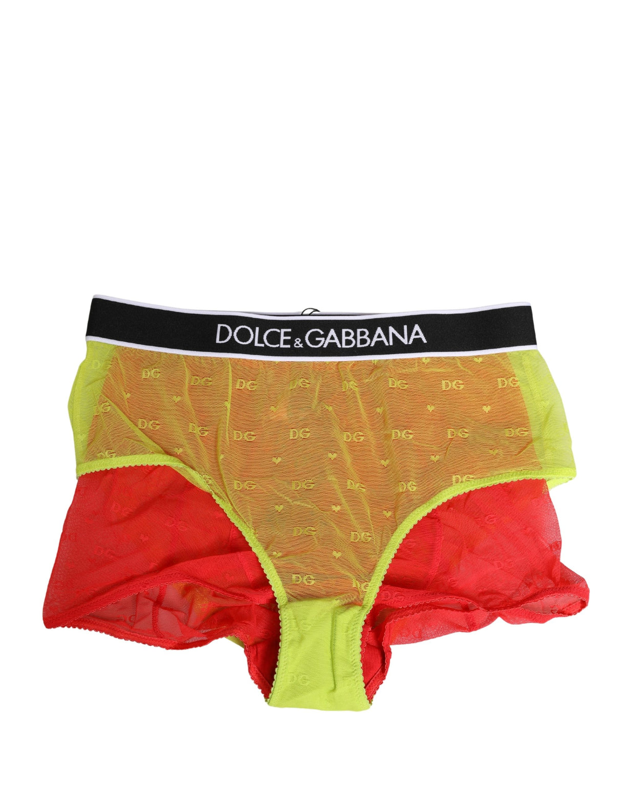 Dolce & Gabbana Red Yellow Tulle Mid Waist Panty Girdle Underwear