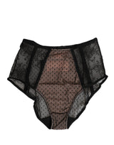 Dolce & Gabbana Black Sheer Polka Dot Lace High Waist Brief Underwear