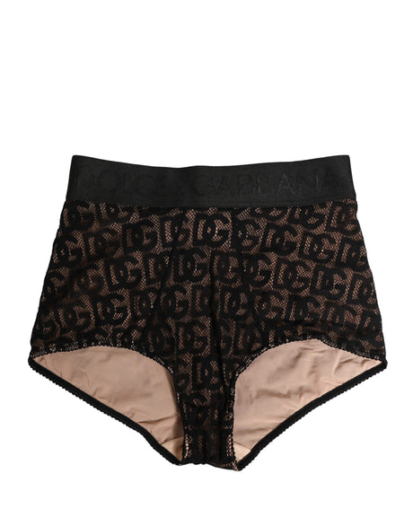 Dolce & Gabbana Black Cotton DG Logo High Waist Girdle Underwear