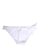 Dolce & Gabbana White Nylon DG Logo Plaque Bikini Bottom Swimwear