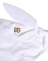 Dolce & Gabbana White Nylon DG Logo Plaque Bikini Bottom Swimwear