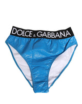 Dolce & Gabbana Blue Logo Waistband High Waist Brief Underwear