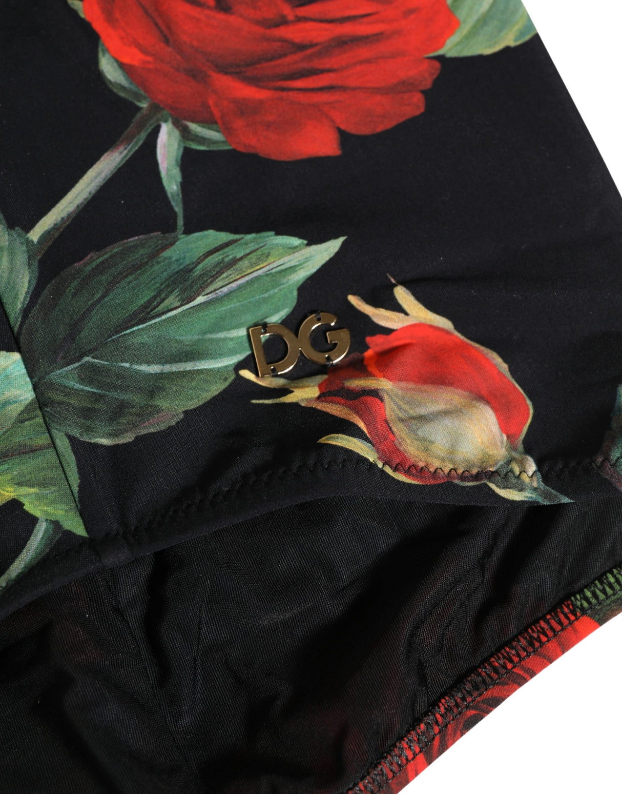 Dolce & Gabbana Black Rose Print High Waisted Girdle Underwear