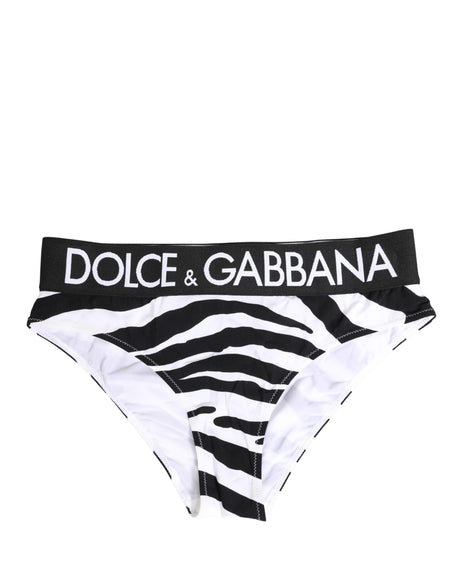 Dolce & Gabbana Black White Zebra Print Brief Panty Underwear