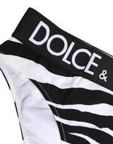 Dolce & Gabbana Black White Zebra Print Brief Panty Underwear