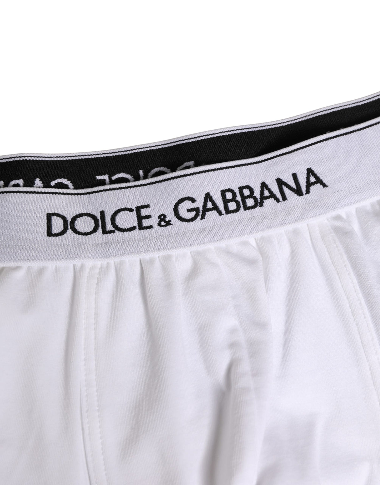 Dolce & Gabbana White Cotton Logo Waistband Regular Boxer Underwear
