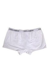 Dolce & Gabbana White Cotton Logo Waistband Regular Boxer Underwear