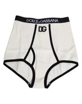 Dolce & Gabbana White Cotton Logo Waistband Culotte  Underwear