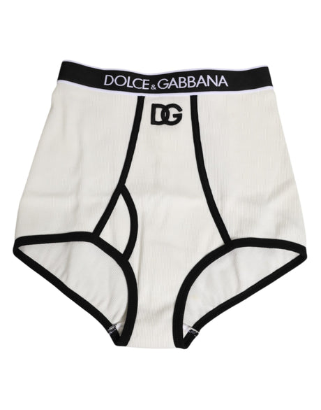 Dolce & Gabbana White Cotton Logo Waistband Culotte  Underwear