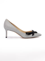 Jimmy Choo Silver Fine Glitter Fabric Romy 60 Pumps