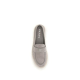 Prada Gray Calf Leather Bos Taurus Slip-On Loafers