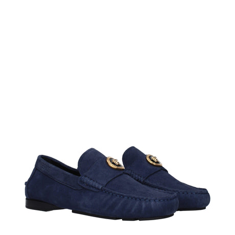 Versace Blue Leather Slip-On Loafers