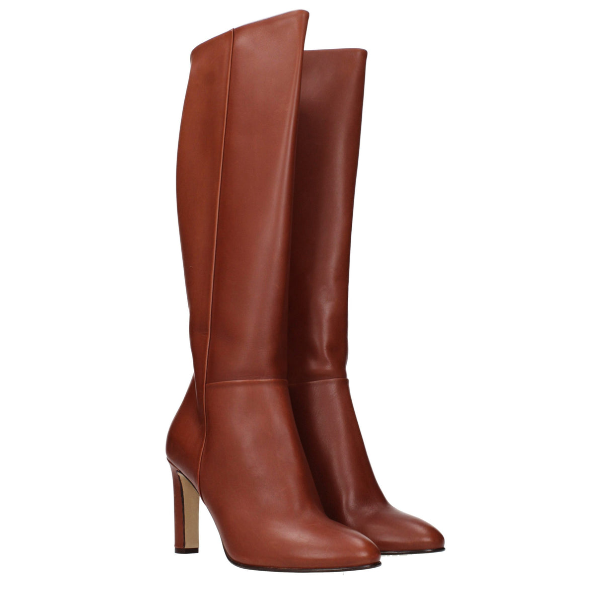 Eleventy Brown Leather High Heel Boots