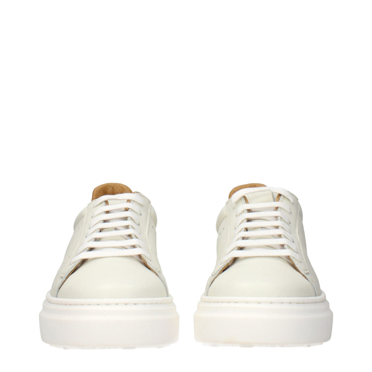 Eleventy Beige Leather Sneakers