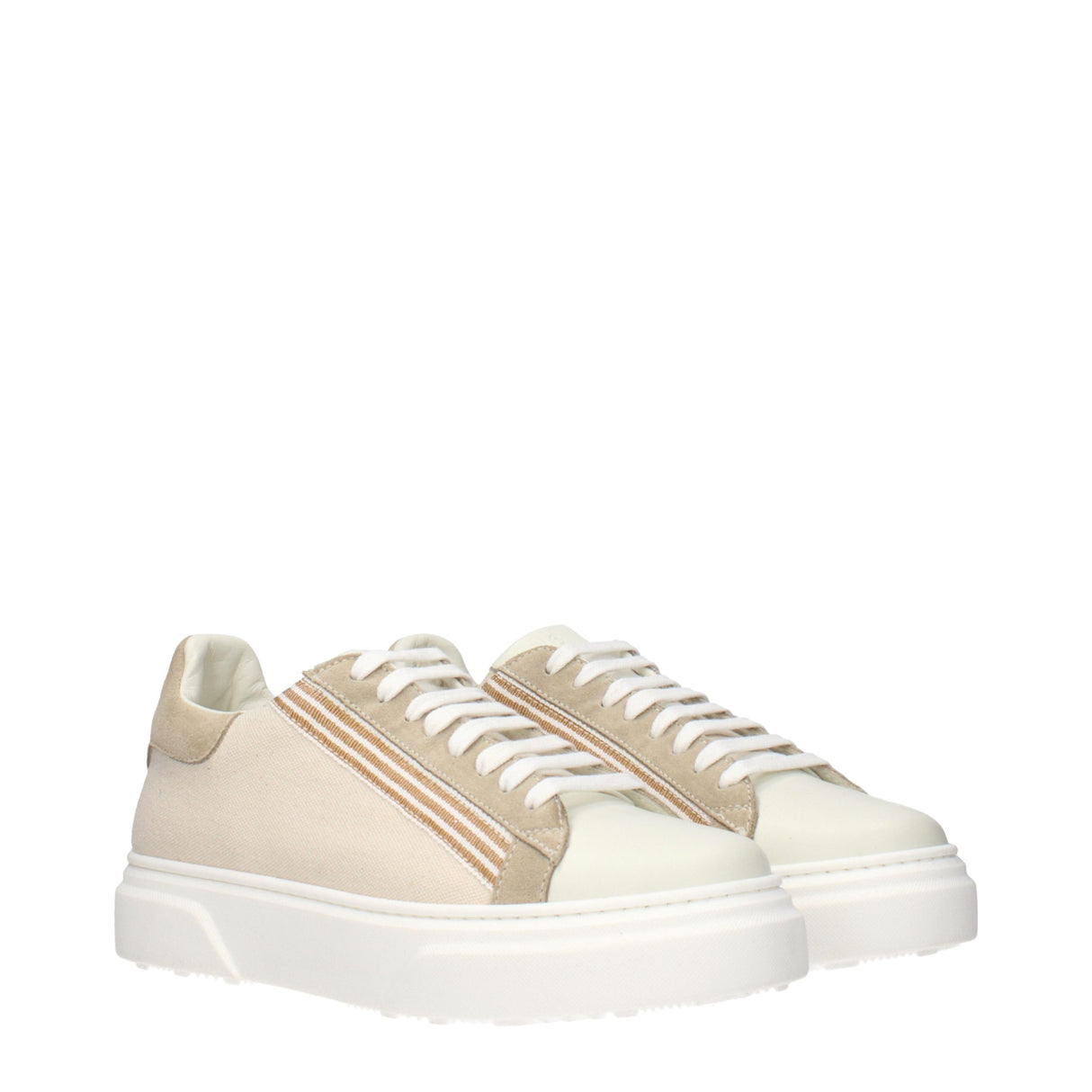 Eleventy Beige Fabric Low Top Sneakers
