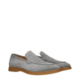 Eleventy Gray Leather Slip-On Loafers