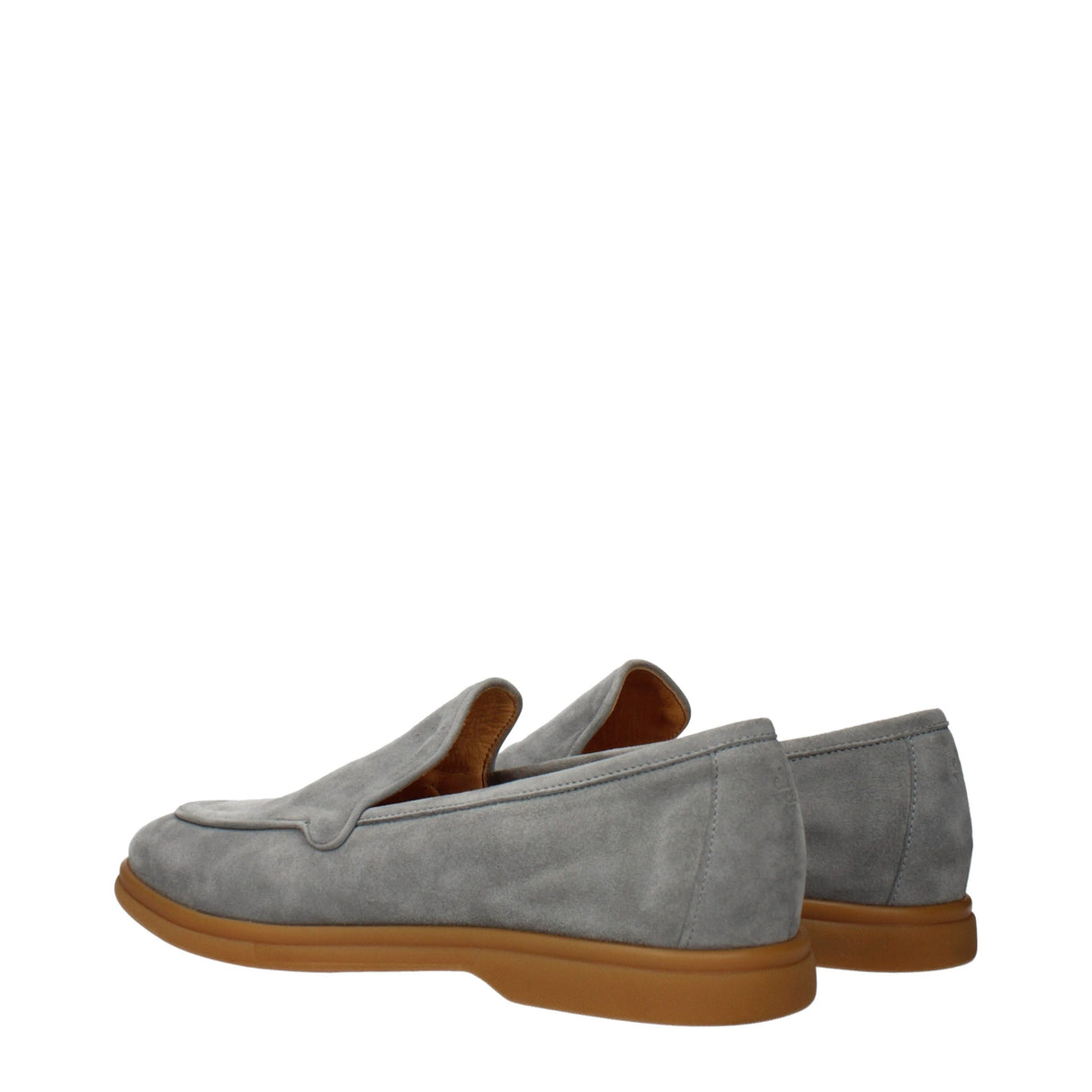 Eleventy Gray Leather Slip-On Loafers
