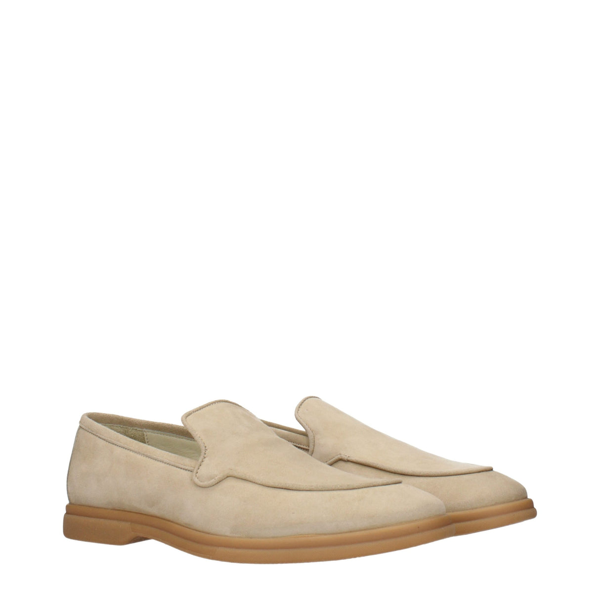 Eleventy Beige Leather Slip-On Loafers