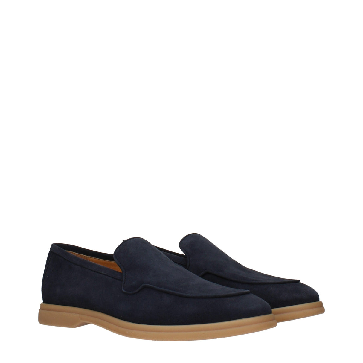 Eleventy Blue Leather Slip-On Loafers