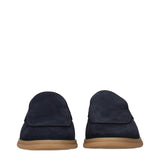 Eleventy Blue Leather Slip-On Loafers