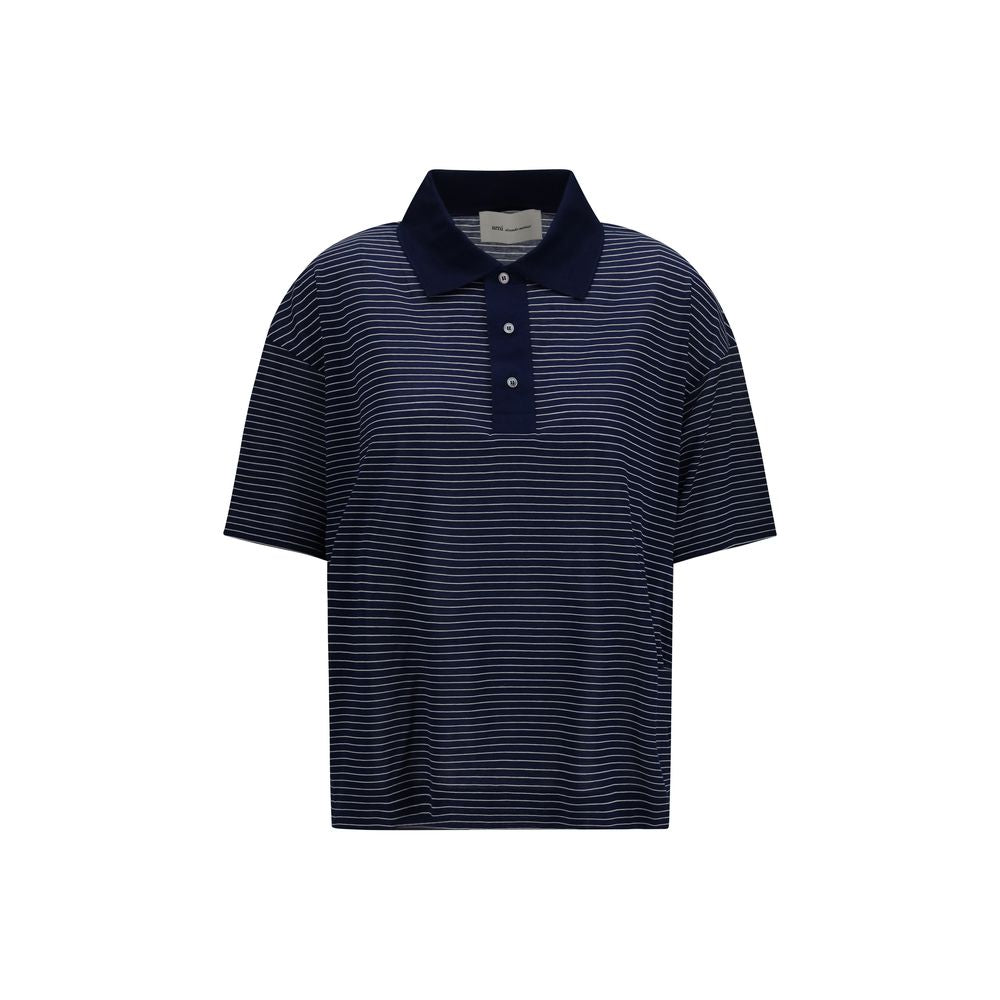 Ami Paris Blue Cotton Polo Shirt