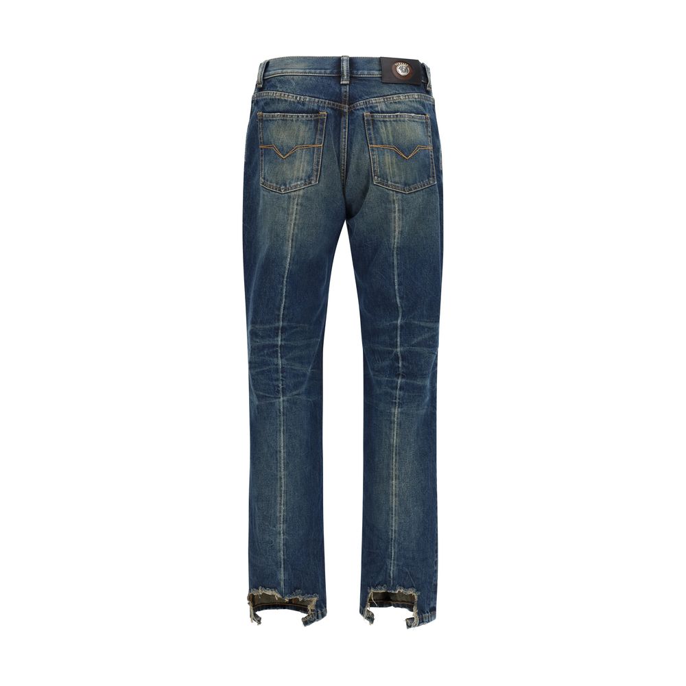 Versace Blue Cotton Straight-Leg Jeans