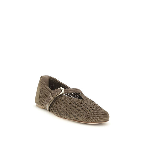 Stuart Weitzman Beige Fabric Ballet Flats