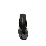 Stuart Weitzman Black Calf Leather Bos Taurus Wedge Sandals