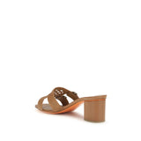 Santoni Beige Calf Leather Bos Taurus Platform Sandals
