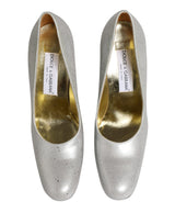 Dolce & Gabbana White Leather High Heels Women Pumps Shoes