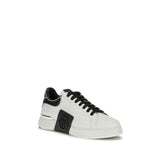 Philipp Plein White Calf Leather Bos Taurus Low Top Sneakers