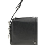 PINKO Black Calf Leather Bos Taurus Shoulder Bag