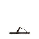Saint Laurent Brown Calf Leather Bos Taurus Flat Sandals