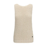 Balmain Beige Cotton Sleeveles Sweater