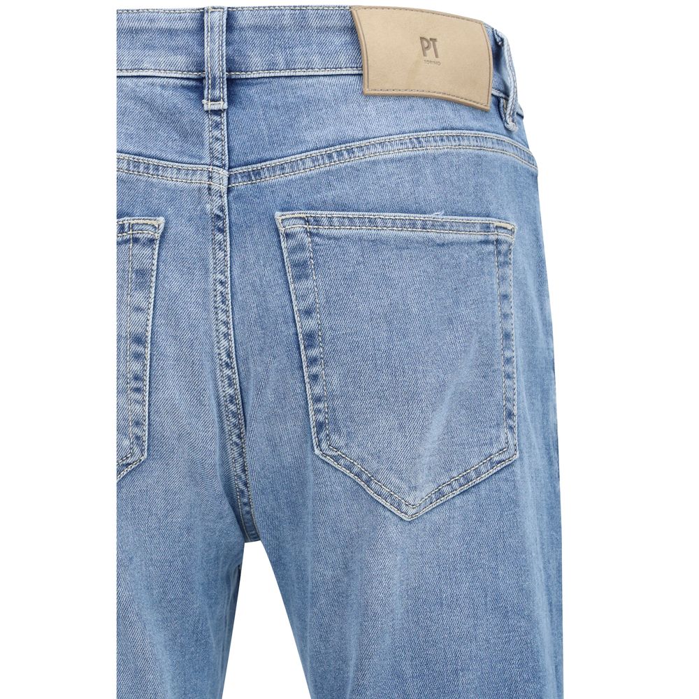 PT Torino Blue Cotton Slim Fit Jeans