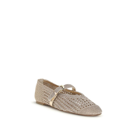 Stuart Weitzman Gold Fabric Ballet Flats