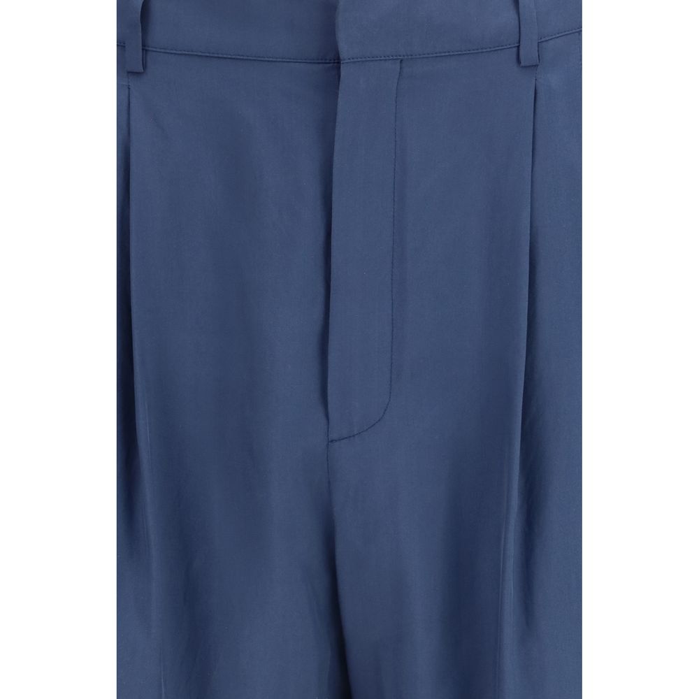 Saint Laurent Blue Silk Dress Pants