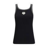 PINKO Black Cotton Sleeveles T-Shirt