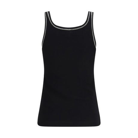PINKO Black Cotton Sleeveles T-Shirt
