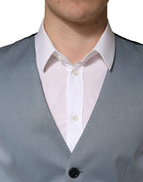 Dolce & Gabbana Gray Wool Single Breasted Men Waistcoat Vest