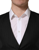 Dolce & Gabbana Black Stripe Single Breasted Waistcoat Vest