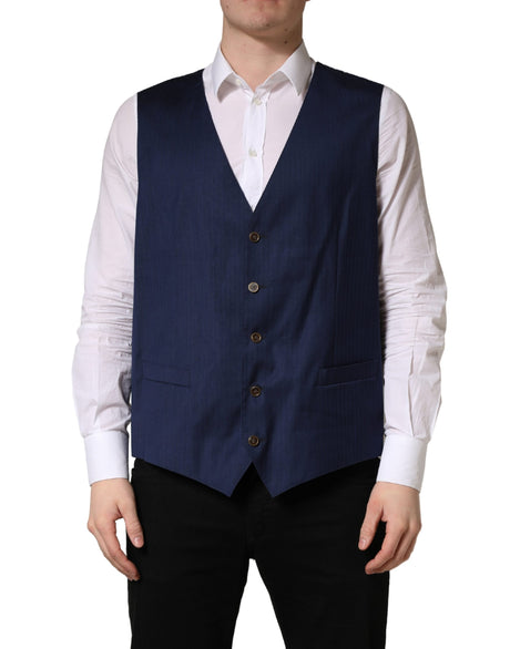 Dolce & Gabbana Navy Blue Wool Dress Formal Waistcoat Vest
