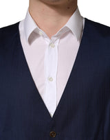 Dolce & Gabbana Navy Blue Wool Dress Formal Waistcoat Vest