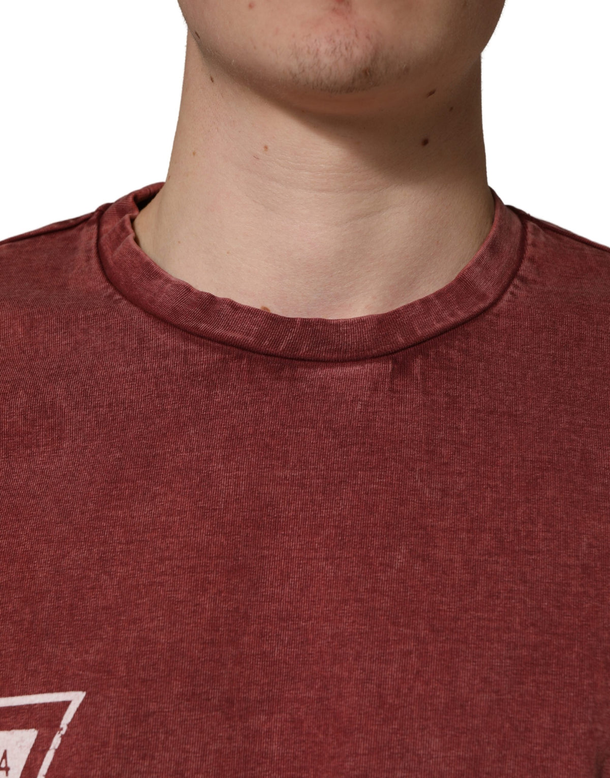 Dolce & Gabbana Maroon Print Round Neck Short Sleeve T-shirt