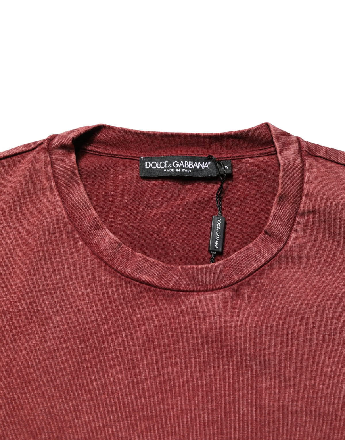 Dolce & Gabbana Maroon Print Round Neck Short Sleeve T-shirt
