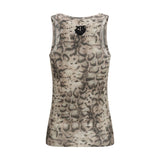 PINKO Beige Cotton Sleeveles T-Shirt